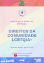 Direitos LGBTQIA+ serão discutidos em Audiência Pública na tarde desta quinta-feira, 8