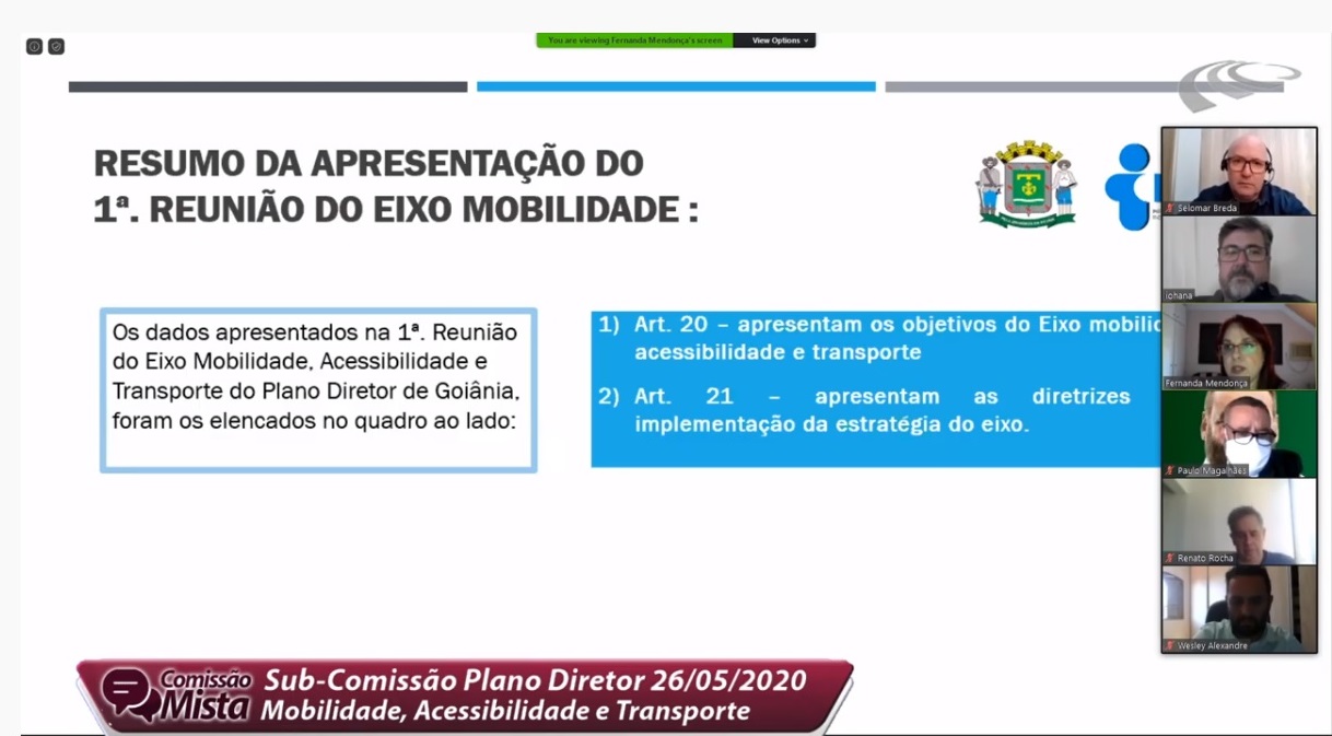 Subcomissão de mobilidade discute EIT e sistema de calçadas